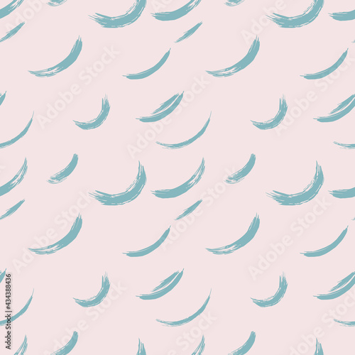 Pink seamless pattern with blue brush strokes
