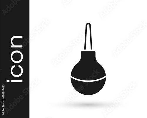 Black Enema icon isolated on white background. Enema with a plastic tip. Medical pear. Vector