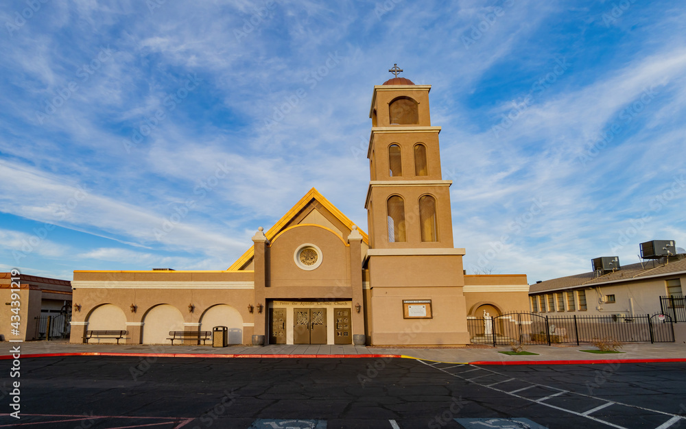 Sunny exterior view of the St Peter the Apostle