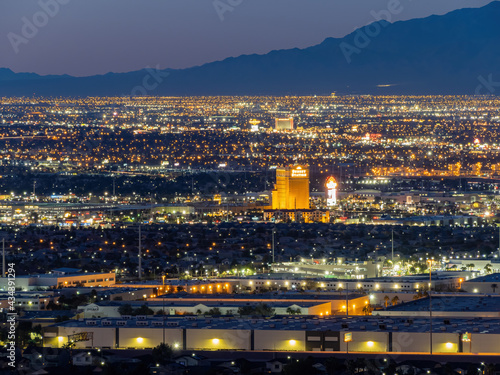 High angle view of the Vegas cityscape from Henderson View Pass