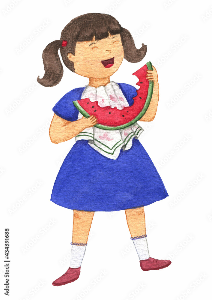 Little girl eating watermelon Little girl eating watermelon