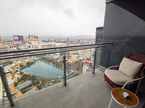 Morning aerial view of the famous strip from the balcony