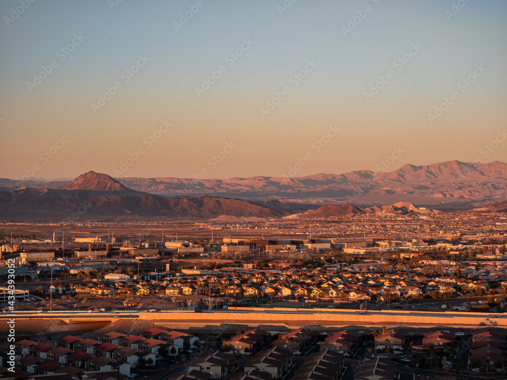High angle view of the Vegas cityscape from Henderson View Pass High angle view of the Vegas cityscape from Henderson View Pass