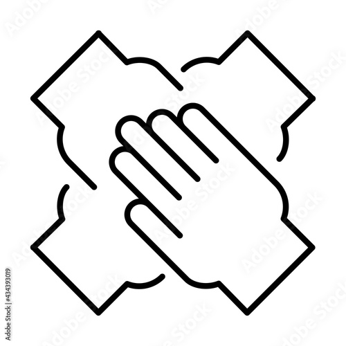 Monochrome support hand together icon vector illustration team building and corporate community