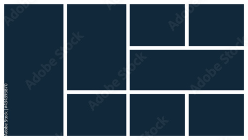 Photo collage mosaic grid template board picture frame. Border collage photo layout background