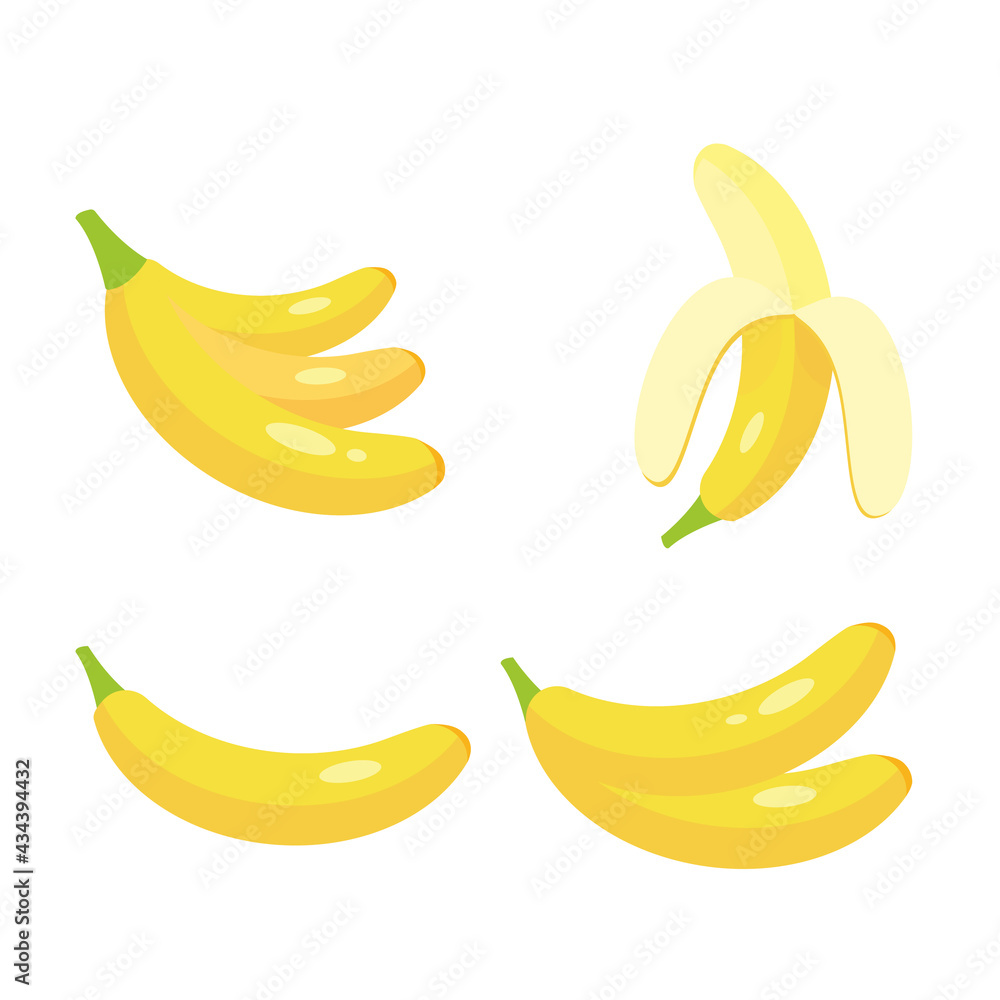 This is a set of bananas on a white background. This is a set of bananas on a white background.