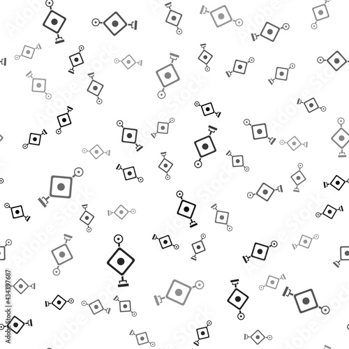 Black Chinese paper lantern icon isolated seamless pattern on white background. Vector