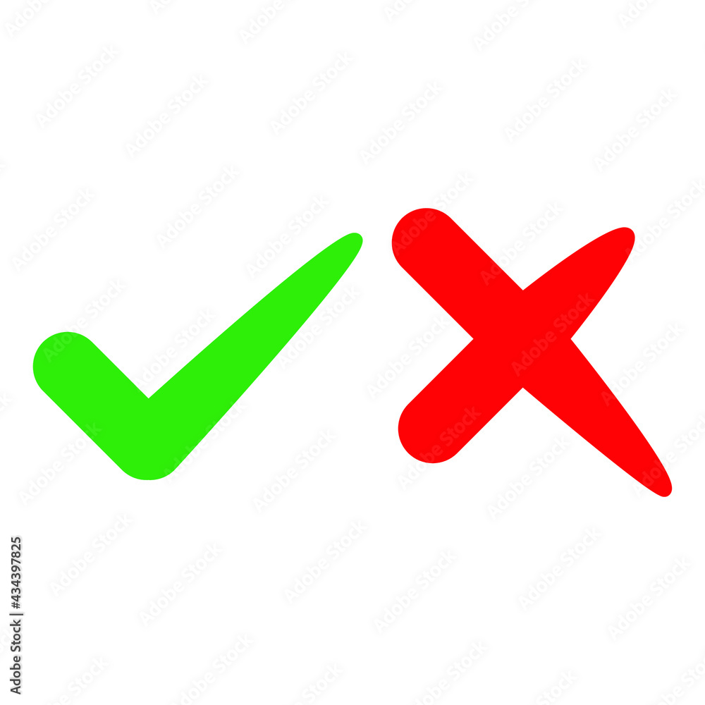 Cross and check mark icons. Cross and check mark symbol vector elements for infographic web. Cross and check mark icons. Cross and check mark symbol vector elements for infographic web.
