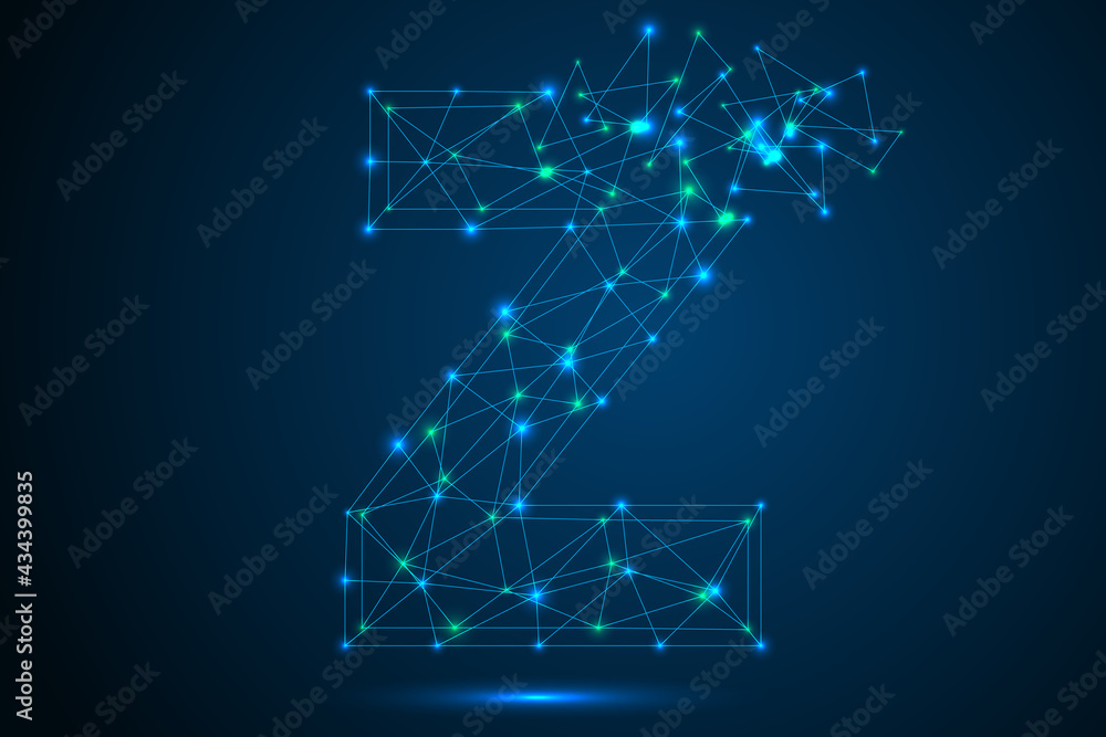 The destruction of the abstract font of letters consists 3d of triangles, lines, dots and connections. On a dark blue background cosmic universe stars, meteorites, galaxies. Vector eps 10. The destruction of the abstract font of letters consists 3d of triangles, lines, dots and connections. On a dark blue background cosmic universe stars, meteorites, galaxies. Vector eps 10.