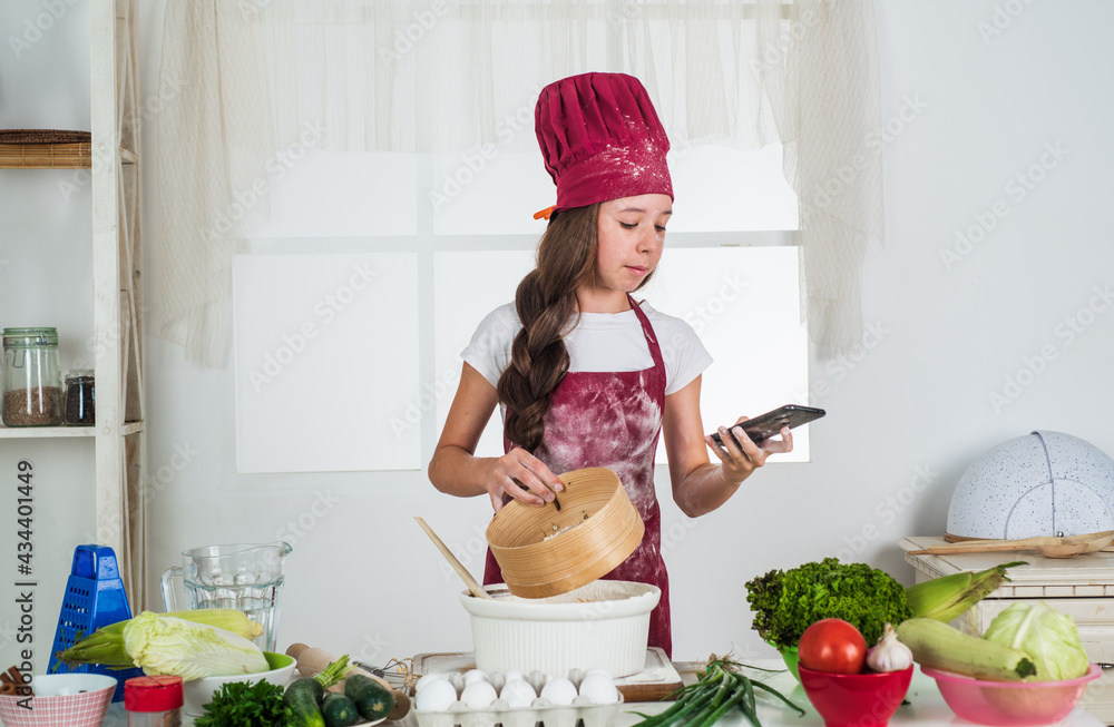 child girl cooking meal from healthy and organic products only, nutrition child girl cooking meal from healthy and organic products only, nutrition