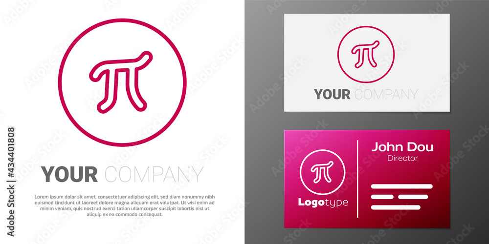 Naklejka premium Logotype line Pi symbol icon isolated on white background. Logo design template element. Vector