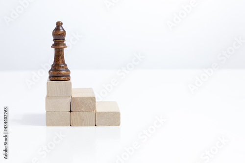 Chess piece on wooded block