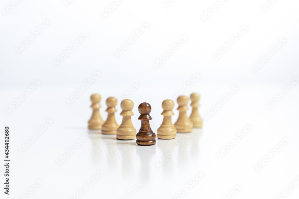 Planning strategy with chess figures on white table Planning strategy with chess figures on white table