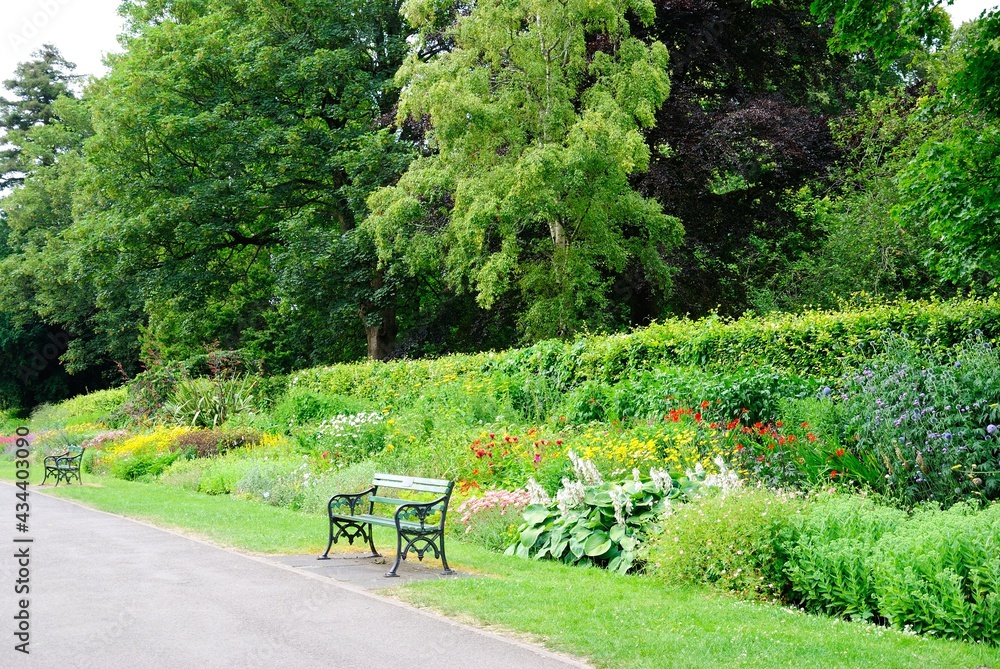 The greenery view in Bute Park in the city of Cardiff, capital of Wales, UK