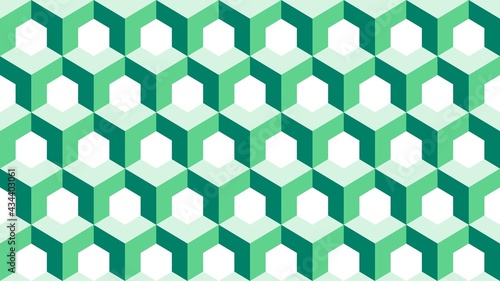 Obraz na płótnie Seamless green colored geometric pattern with white hexagon w salonie