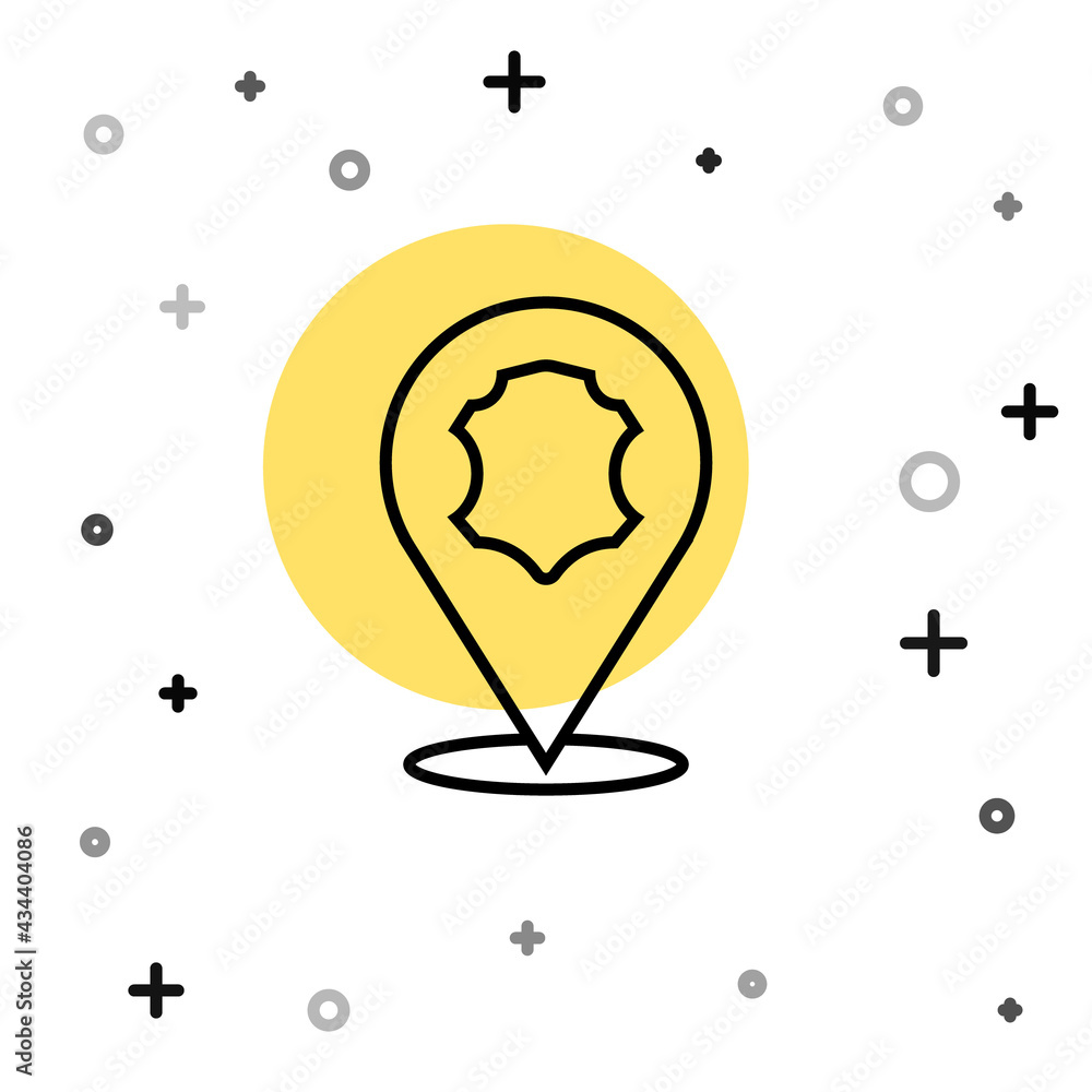 Black line Leather icon isolated on white background. Random dynamic shapes. Vector Black line Leather icon isolated on white background. Random dynamic shapes. Vector