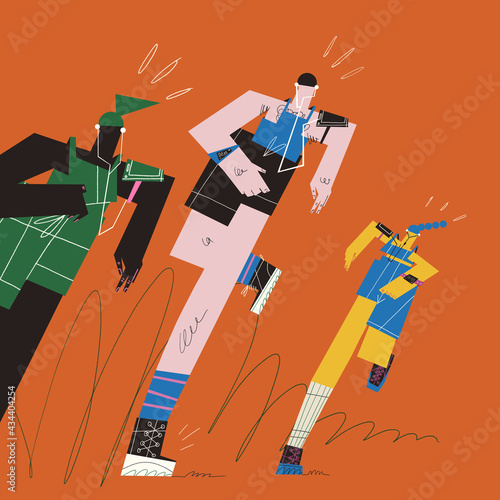 Fototapeta Naklejka Na Ścianę i Meble -  Young athlete runners exercise themselves during competition. Active and healthy living. Movement concept illustration.