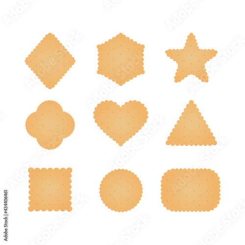 Shortbread cookies of various shapes on a white background.