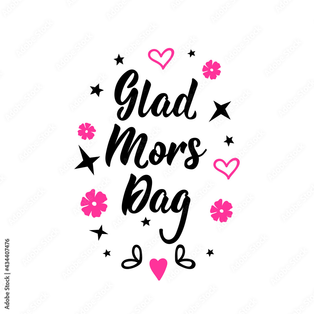 Translated from Swedish: Happy Mother's Day. Lettering. Banner. Calligraphy vector illustration.