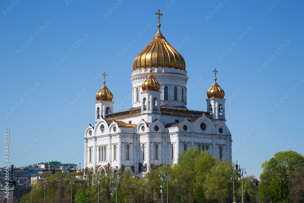 Cathedral of Christ the Saviour in Moscow, in summer in sunny weather.