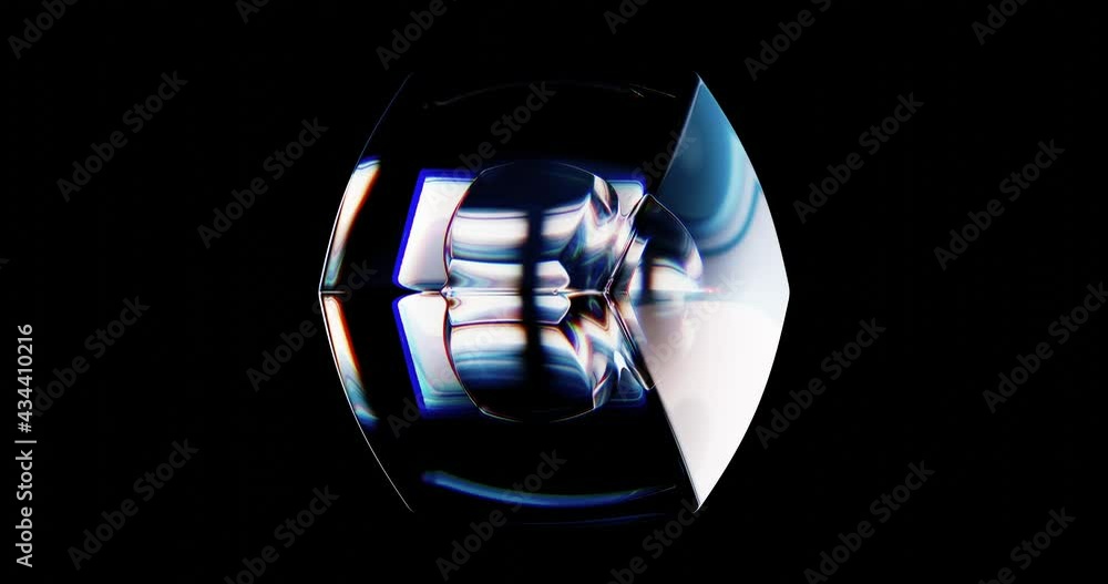 3D abstract loop animation with metamorphoses of geometric shapes on a black background. The glass ball turns into a glass cube. Infinite animation. Satisfying calm video with shape morphing.