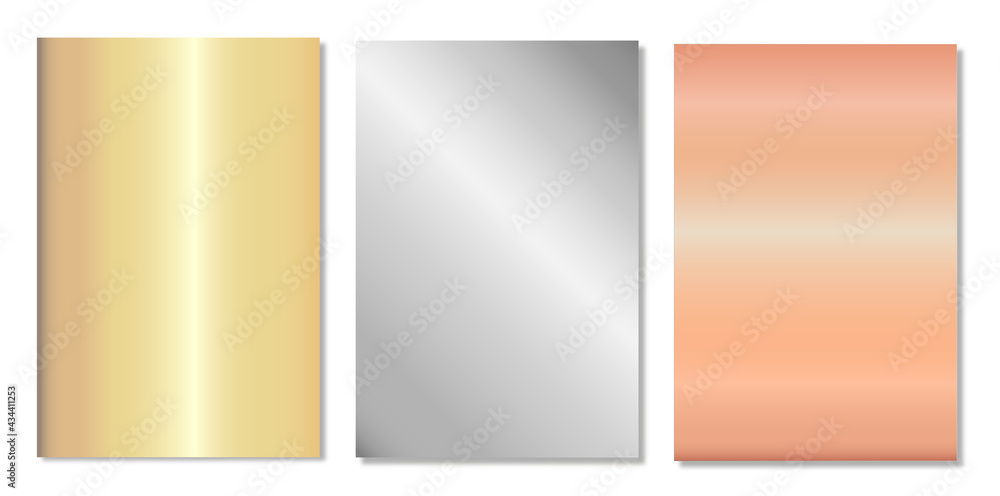 Golden, silver and bronze set of vector gradients