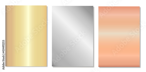 Golden, silver and bronze set of vector gradients