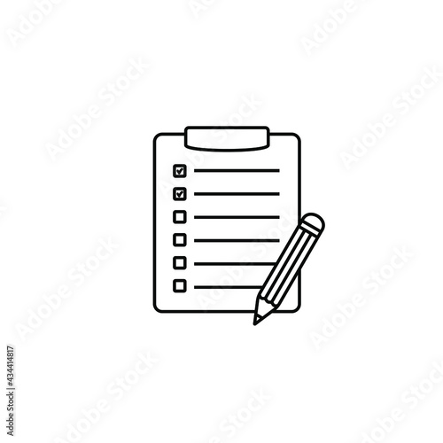 Checklist pencil vector icon. Black illustration isolated on white background for graphic and web design. © Maksim