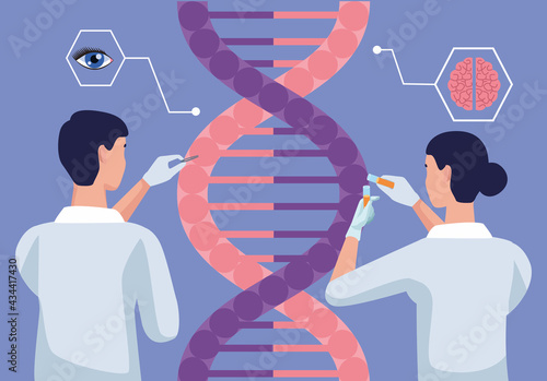 scientists with dna