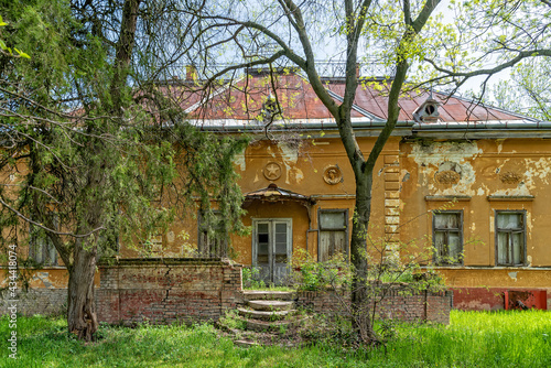 Novi Becej, Serbia - May 01, 2021: Castle on Biserno Ostrvo (Pearl Island) in the natural surroundings og a branch of the river, socalled dead Tisa river.