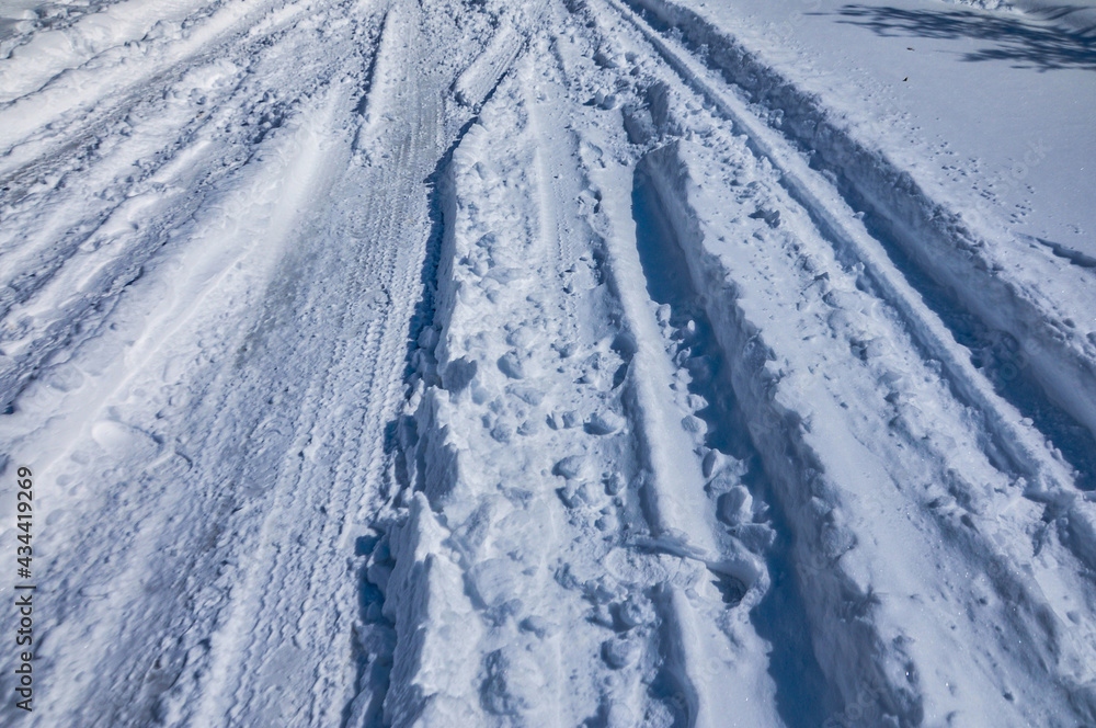 Tire Tracks In Snow