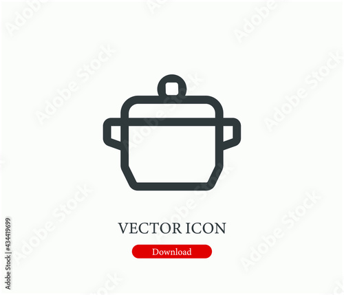 Saucepan vector icon. Editable stroke. Symbol in Line Art Style for Design, Presentation, Website or Apps Elements. Pixel vector graphics - Vector