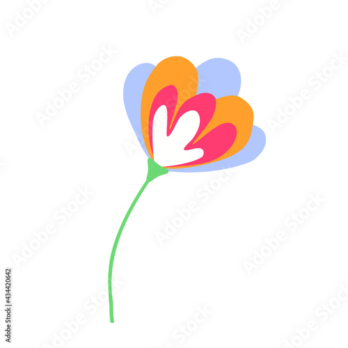 Modern vector flower icon in flat style. Can be Used for web, mobile, UI and Infographic design, printsstickers, icons,  childrens room wall decor. Vector illustration on white background. © Alina Kay
