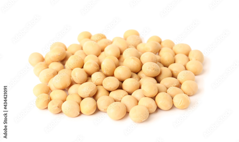 Pile of raw soya beans on white background. Vegetable planting Pile of raw soya beans on white background. Vegetable planting