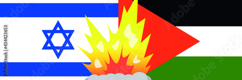 israel Palestine conflict war. War concept between countries