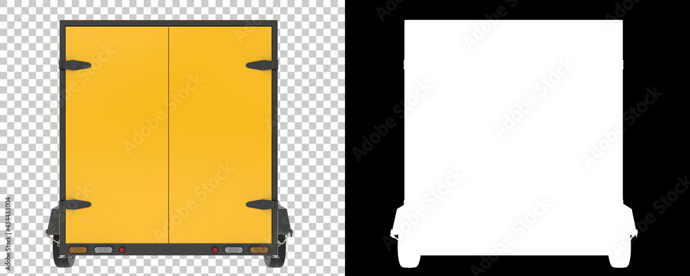 Cargo trailer isolated on background with mask. 3d rendering