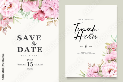 soft pink watercolor wedding card set