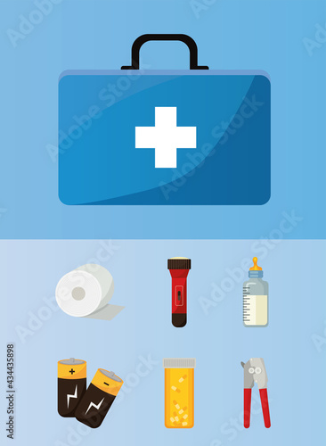 emergency kit seven icons