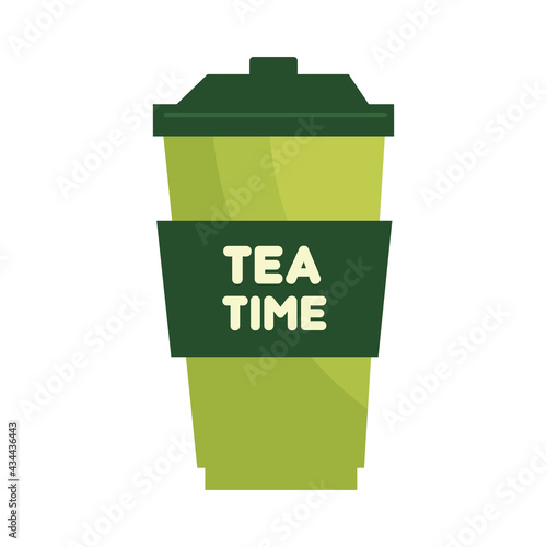 cup with green tea isolated on white background.