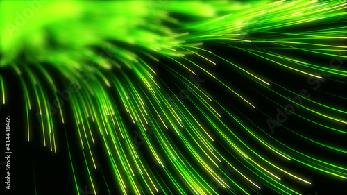 wave of high speed data particle trails. 3D illustration with depth of field blur effect. suitable for big data  technology  networl and futuristic themes.