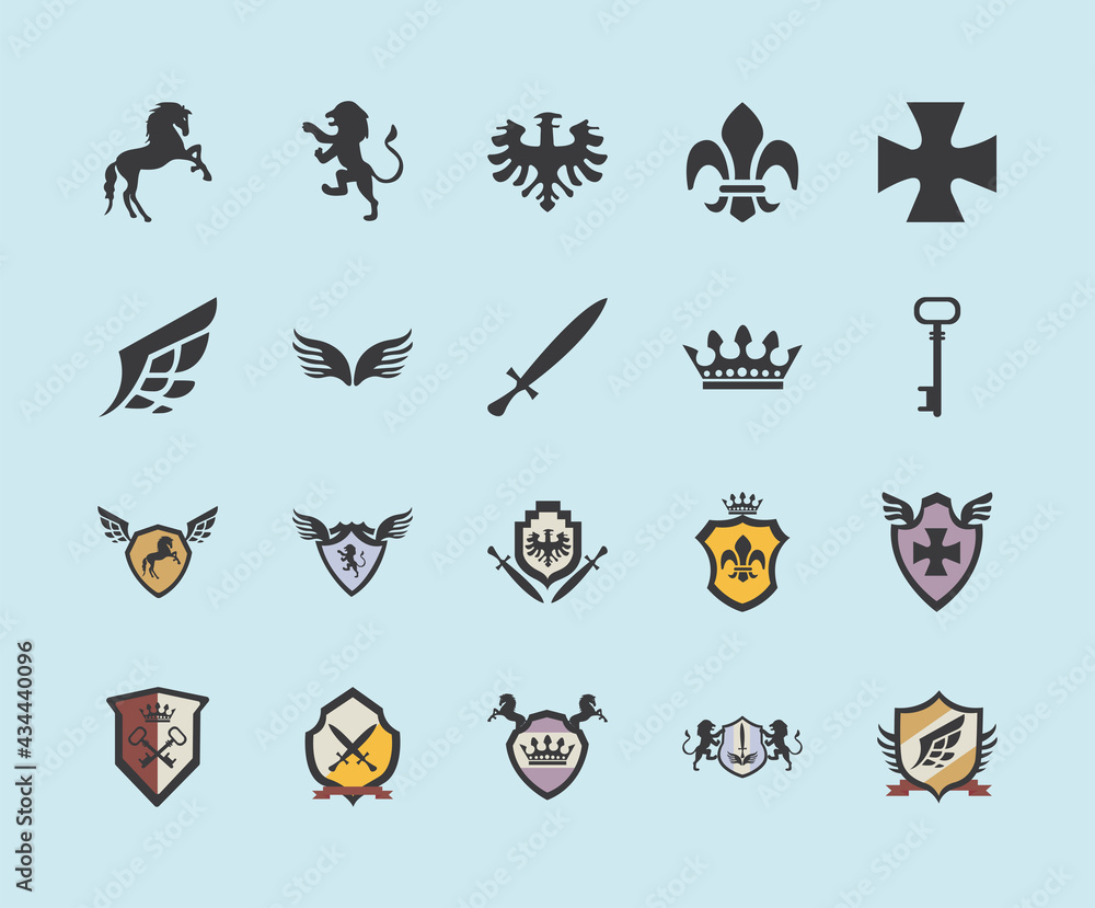 Naklejka premium twenty coats of arms