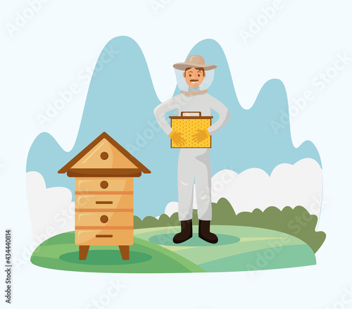 beekeeper with beehives