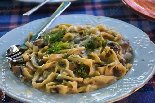 pasta with mushrooms, aegean herbs and cheese