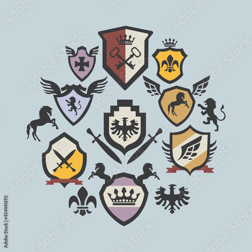 thirteen coats of arms