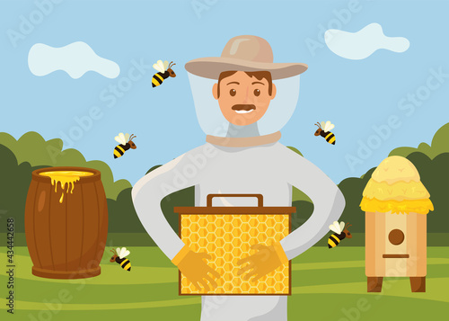 beekeeper working in camp