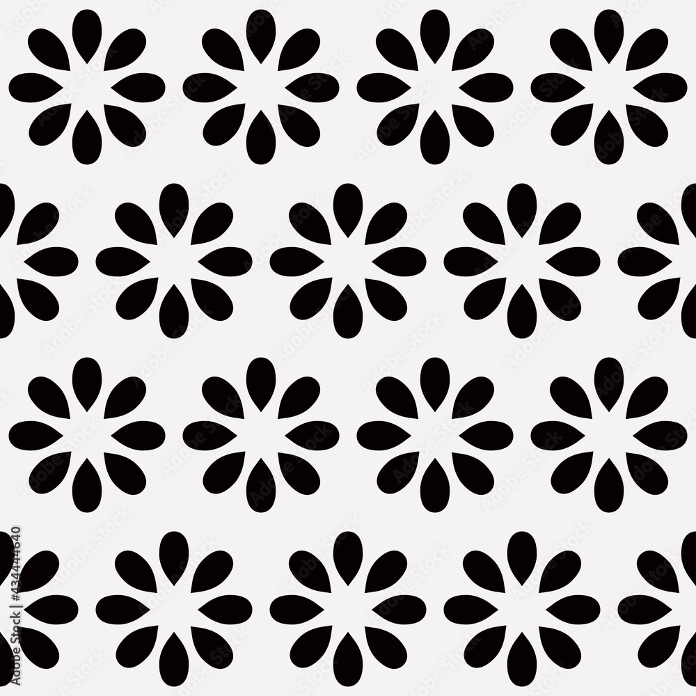 Black petals pattern. Vector simple black petals and white background. Black petals pattern. Vector simple black petals and white background.