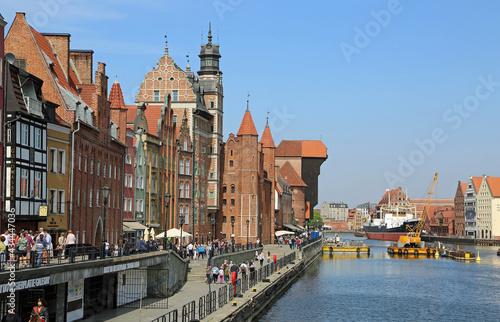 Motlawa River Embankment and the crane - 15th century, Gdansk, Poland