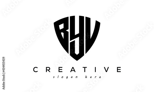 BYV letter creative logo with shield	 photo