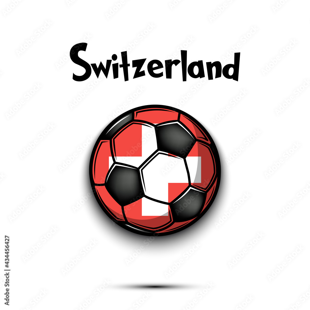 Soccer ball with Switzerland national flag colors