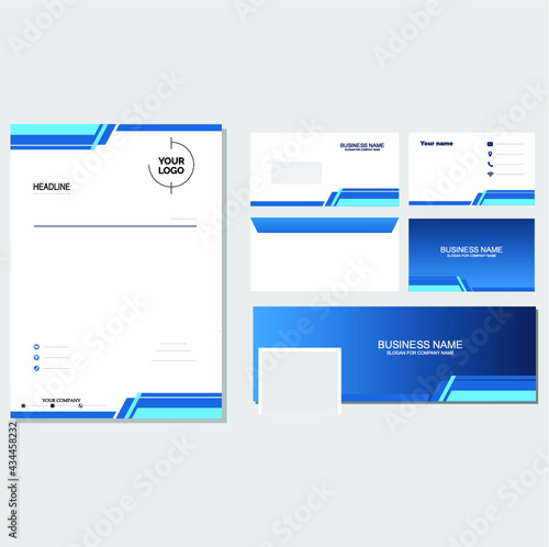 Brand identity bundle blue letter template design vector